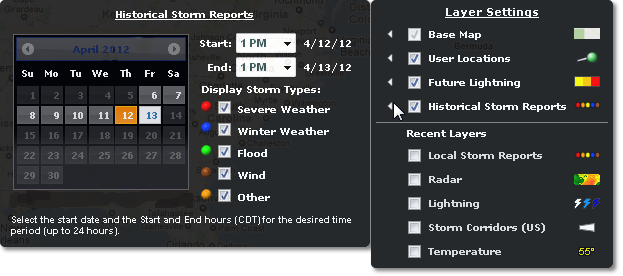 Historical Storm Report Preferences